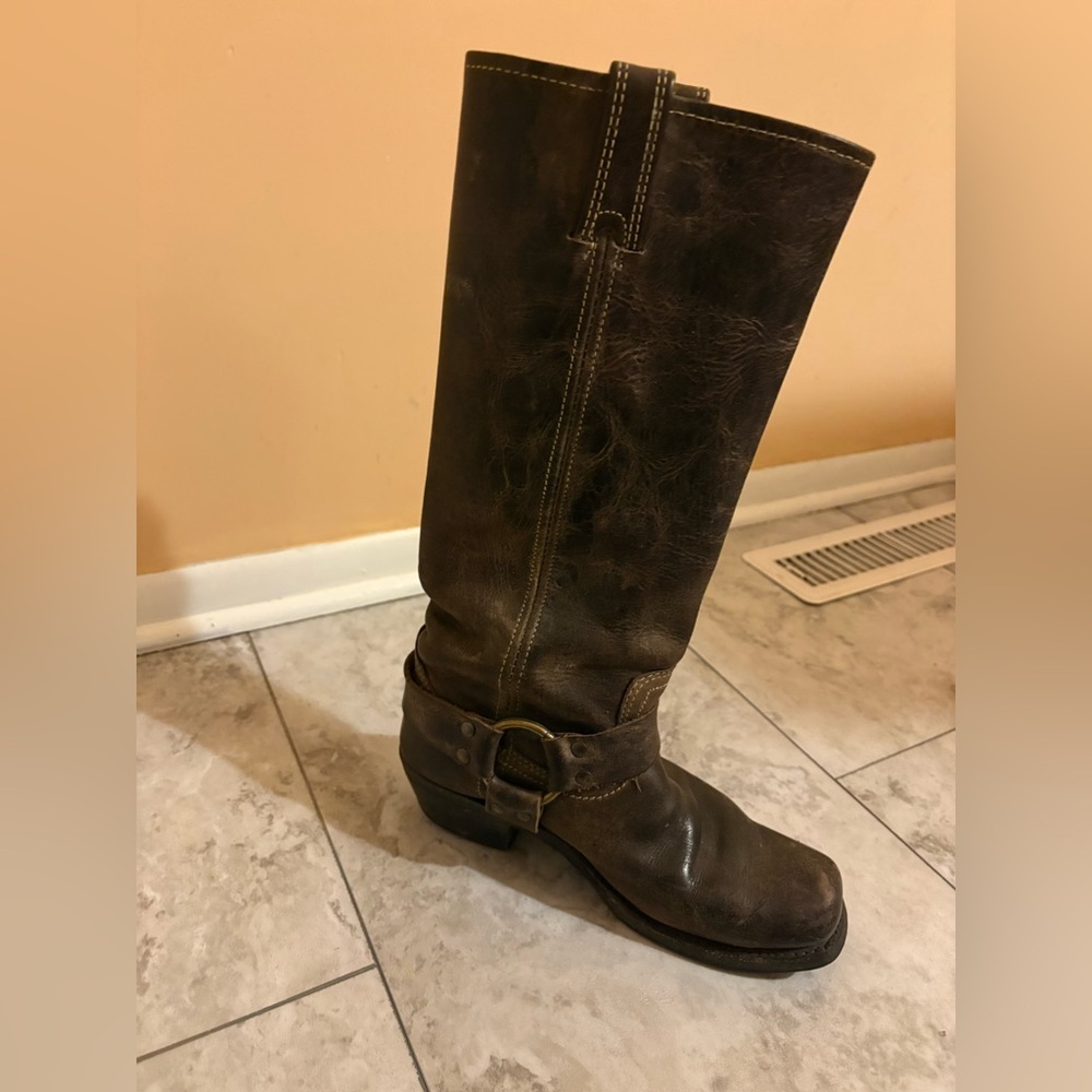 Frye Harness 15R Leather Boots in Chocolate - Picture 6 of 13